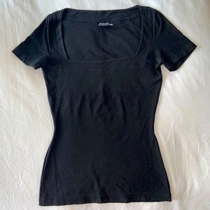 Versace vintage square neck blouse top cap sleeve 50s high waist cinch polka dot